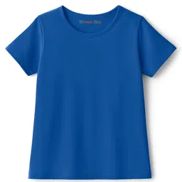 kookie kids india Kookie Kids Single Jersey Knit Half Sleeves Core Solid Round Neck T-Shirt - Blue-picture-16