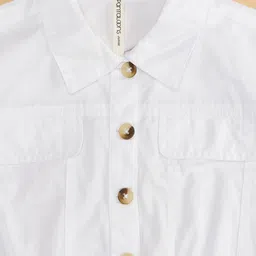 Pantaloons Junior Cotton Half Sleeves Smocked Top - White image 3