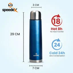 SPEEDEX Flasq Vacuum Insulated 24 Hrs Hot & Cold Thermosteel Water Bottle (500 ml, Blue ) image 2