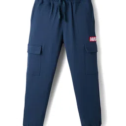 Primo Gino Marvel Terry Knit Full Sleeves Sweatshirt and Track Pants with Avengers Graphic and Cargo Pocket Detailing - Navy Blue image 4