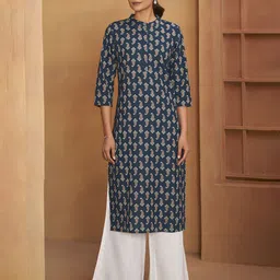 Anouk Paisley Printed Mandarin Collar Pure Cotton Straight Kurta-image-73