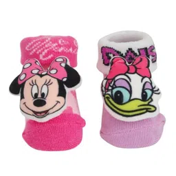 Disney by Yellow Bee Pack Of 2 Mickey Mouse & Friends Featuring Minnie Mouse & Daisy Duck Applique Detailed 3D Socks - Pink & Purple image 5