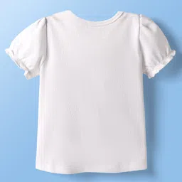 Babyoye 100% Cotton Knit Half Puffed Sleeves Eco Jiva Finish Inner Tee & Dungaree with Duck Print - Pink & White image 5