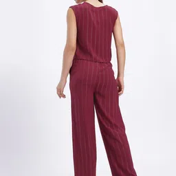 glitchez Self-Striped Shoulder Straps Crop Top with Trousers image 2