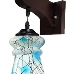 1ST TIME Blue & White Printed Wood Contemporary Cylinder Shaped Wall Lamp-picture-11