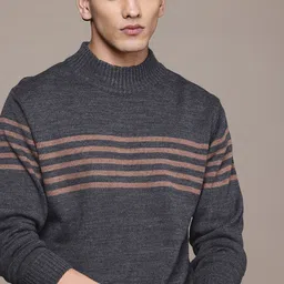 The Roadster Lifestyle Co. High-Neck Striped Pullover image 1