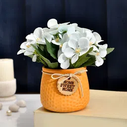 Myntra Elegant Homes Orange Colored & White Artificial Flowers With Pot-picture-19