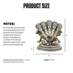 INTERNATIONAL GIFT Silver-Toned Panchmukhi Ganesh Religious Idol Showpiece image 4