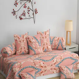 Bromwick 8-Pcs Pink & Blue Printed Diwan Set-image-10