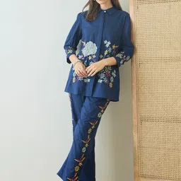 ZUMMER Embroidered Shirt Collar Shirt With Trousers Co-Ords-picture-10