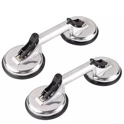 ATOZSHOP11 Double Claw Vacuum Suction Cup Glass Lifter Aluminum Alloy Body, Rubber Pads, ABS Buckle Silver (Pack of 2 Pcs)-picture-45