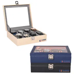 Kuber Industries 3-Pcs Black & Grey 8 Slots Watch Organizer Box-image-17