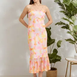 DressBerry Floral Print Bodycon Midi Dress-image-53