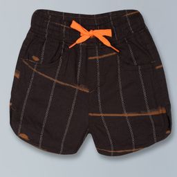 Kiddopanti Broken Striped Curved Hem Roll Up Shorts - Brown-picture-5