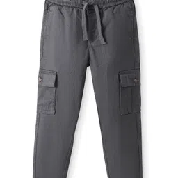 Pine Kids Cotton Full Length Elasticated Waist Jogger Fit Trouser Solid Colour - Grey-picture-14