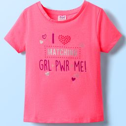 Simply Sinker Knit Half Sleeves T-Shirt  Text Print- Pink-picture-8