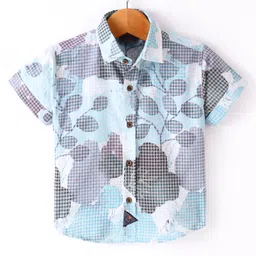 Little Kangaroos Half Sleeves Shirt Tropical Theme - Sky Blue-image-12