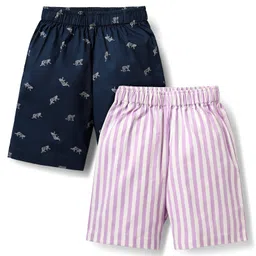 Rikidoos Pack Of 2 Striped & Leopard Printed Boxers - Navy Blue & Purple-picture-11