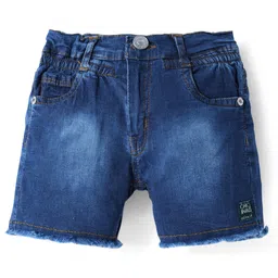 Olio Kids Denim Knit Above Knee Length Solid Colour Shorts - Blue-picture-13