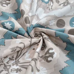 Aura Grey & Teal Floral Printed 300 TC Double King Bedsheet Set 2.50 m x 2.25 m image 2