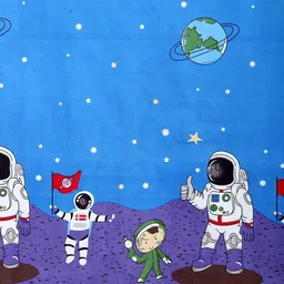 KIDS WONDERS Kids Print Flat Bed Sheet Design 8 With 2 Pillow Covers - Blue image 3