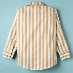 Dapper Dudes Full Sleeves Striped Shirt With Attached Tee - Fawn image 3