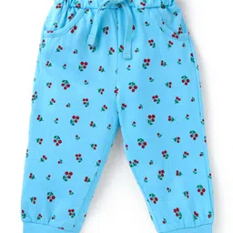Doodle Poodle Single Jersey Knit Full Length Lounge Pants With Text & Cherries Print Pack Of 2 - Light Blue & Yellow image 4