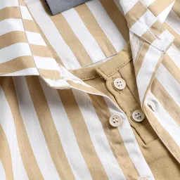 Dapper Dudes Full Sleeves Striped Shirt With Attached Tee - Fawn image 4
