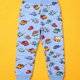 Anthrilo Fleece Knit Cars Printed Winter Joggers - Sky Blue image 5