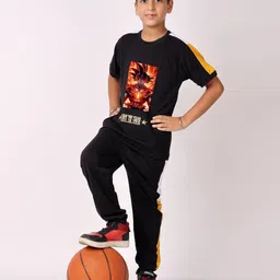 FITIN OUTFIT Boys Printed Round Neck T-shirt With Joggers-picture-26