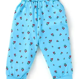 Doodle Poodle Single Jersey Knit Full Length Lounge Pants With Text & Cherries Print Pack Of 2 - Light Blue & Yellow image 5