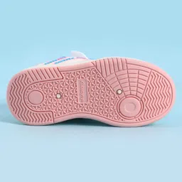 Babyoye Casual Shoes with Velcro Closure Lace Detailing & Brand Name & Logo Print - White & Pink image 5
