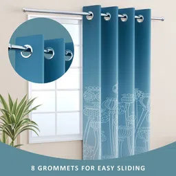 RUBOXA Blue & White 2 Pieces Abstract Window Curtains image 3