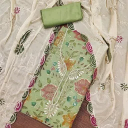 NEGRONI Floral Embroidered Beaded & Stones Studded Unstitched Dress Material-image-27