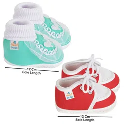 NESKA MODA Kids-Unisex Red Cotton Booties image 2