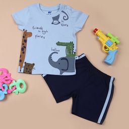 V-Mart Boys Printed Round Neck Pure Cotton T-Shirt With Shorts-picture-34
