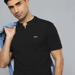 Levis Mandarin Collar Pure Cotton Slim Fit T-shirt-picture-19