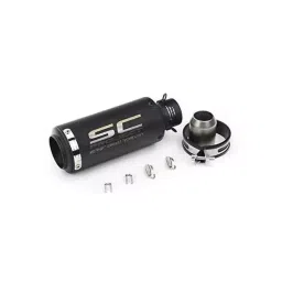 RA Accessories Black SC Mini with Silver Strip Silencer Exhaust for Honda Shine-picture-25
