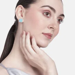 Estele Rhodium-Pated Floral Studs image 1