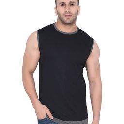 BEYOU FASHION Men Solid Sleeveless Slim Fit T-shirt-picture-1