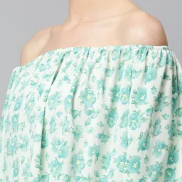 Global Republic Printed Off Shoulder Long Sleeves Top With Shorts image 2