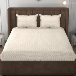 HIDECOR Cream-Coloured 210 TC King Bedsheet With 2 Pillow Covers image 2