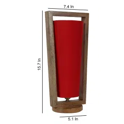 Tucasa SHS-112 Mango Wood Cotton B-22 Table Lamp 16 Inch (Brown and Red) image 2
