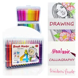 Sanjary Soft Brush Head Colour Art Marker 48 Pieces - Multicolor-image-30