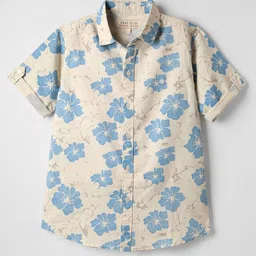JASH KIDS Cotton Woven Half Sleeves Floral Printed Shirt - Blue-picture-18