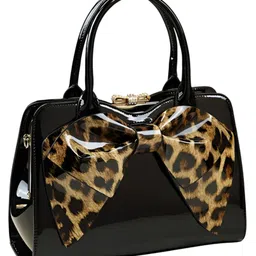 SYGA Women Elegant Glossy Bow Shell Handbag Double Handle PU Tote for Daily Chic(Leopard Print)-image-85