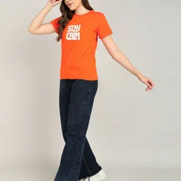 Adyavastram Women Typography Printed Applique T-shirt image 4