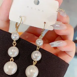 Anouk Gold-Plated Pearls Beaded Spherical Shaped Drop Earrings image 3