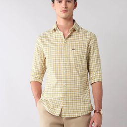 AD By Arvind Men Slim Fit Tartan Checked Spread Collar Cotton Casual Shirt-picture-42