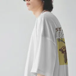 SENO TEX Graphic Printed Round Neck Drop-Shoulder Sleeves Oversized T-shirt image 2